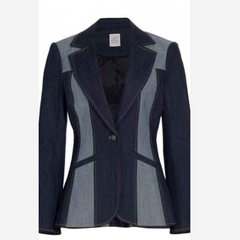 cinq a sept Two-Tone Dark and Light Denim Blazer - Picture 9 of 9